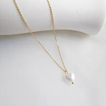 Collar romántico con colgante de perlas en forma de corazón para mujer, cadena de clavícula de Color dorado, regalo de joyería de boda 2024 - compra barato