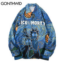 GONTHWID Anime Cartoon Print Long Sleeve Shirts Streetwear Mens Hip Hop Casual Harajuku Holiday Beach Party Blouse Hawaiian Tops 2024 - buy cheap