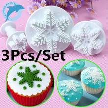 3Pcs Snowflake Cake Decorating Fondant Plunger Cutters Mold Mould Cookies Tools 2024 - buy cheap