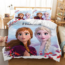 Juego de ropa de cama de Frozen, funda nórdica de Anna y Elsa, tamaño Queen y King, para niños y niñas 2024 - compra barato