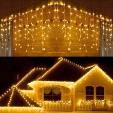 5m guirlanda de natal led cortina icicle luzes da corda 220v droop 0.4-0.6m jardim rua shopping beirais ao ar livre lâmpada de palco decorativa 2024 - compre barato