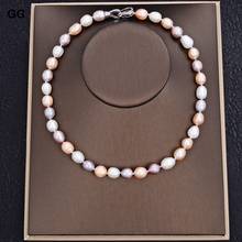 GG Jewelry-collar de perlas de agua dulce para mujer, Color rosa, Morado, blanco, arroz, mezclado, 17" 2024 - compra barato