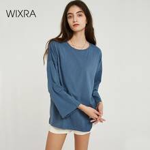 Wixra Women Solid Loose T Shirts Ladies Long Sleeve O Neck 2019 Autumn Spring Casual All Base Match Tee Tops 2024 - buy cheap