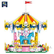 UKBOO Outdoor Playground The merry-go-round Mini City Game Model Building Blocks Micro Street View Architecture Bricks kid Toys 2024 - buy cheap