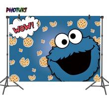 PHOTURT Sesame Street Blue Cookie Monster Photography Backdrop Baby Shower Birthday Party Background Vinyl Photo Studios Props 2024 - buy cheap