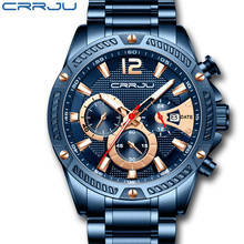CRRJU-reloj deportivo de lujo para hombres, cronógrafo de cuarzo, de acero inoxidable, resistente al agua 2024 - compra barato