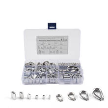 195pcs 6-Size Aluminum Crimping Loop Sleeve Assortment Kit M2 / 3/4 / 5 304 Stainless Steel Thimble for Wire Rope Cable Rigging 2024 - buy cheap
