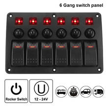 Painel de interruptor 6 gang para carro, barcos marinhos, 12 ~ 24v, controle de circuito com luz led adesiva, peças interiores, à prova d'água 2024 - compre barato