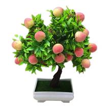 80% Hot Sale Artificial Plants Bonsai Peach Fruit Tree Potted Home Wedding Room Decoration Flower Hotel Party Decor Fake Potted 2024 - buy cheap