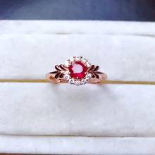 Anel de rubi natural e real, cor vermelha, anel de prata 925, anel de dedo romântico para mulheres, anel de casamento 2024 - compre barato