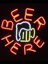 Decorative Light Beer Here with Cup Neon Light Beer Bar Accessories Beer Bar Display Hotel light Aesthetic Room Decor Handmade 2024 - buy cheap