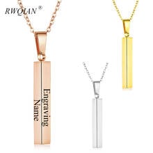 Four Sides Engraving Pendant Necklace Personalized Square Bar Custom Name Necklace Stainless Steel Choker Women Men Jewelry Gift 2024 - buy cheap