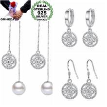 OMHXZJ YS521 Wholesale European Fashion Woman Girl Party Birthday Wedding Gift Round Zircon S925 Sterling Silver Drop Earrings 2024 - buy cheap