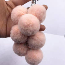 New Grape bunch  Cute pompom keychain Pendant Artificial Faux Rabbit Hair Bag Hanging Accessories 2024 - buy cheap