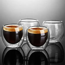 Juego de vasos de vidrio de doble pared para cerveza, juego de tazas de café expreso hechas a mano, vasos de vidrio para té, whisky, novedad 2024 - compra barato