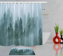 Зеленые джунгли деревья туман занавеска для душа Ванная комната нескользящий коврик водонепроницаемый полиэстер лес печать занавески s для ванной душ 2024 - купить недорого