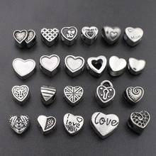 316l Stainless Steel 2-5mm Hole Hearts Bead Fit Original Charm Bracelet Necklace DIY Jewelry Making Wholesale 2024 - buy cheap