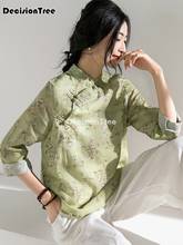 Blusa china tradicional para mujer, camisa elegante con estampado de flores, estilo cheongsam, 2021 2024 - compra barato