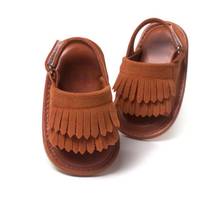 Летние повседневные модные сандалии для маленьких девочек с бахромой из ПУ на возраст 0-18 месяцев 2024 - купить недорого
