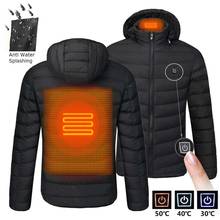 2022 New Men Winter Warm USB Heating Jackets Smart Thermostat Pure Color Hooded Heated Clothing Waterproof  Warm Jackets 2024 - buy cheap