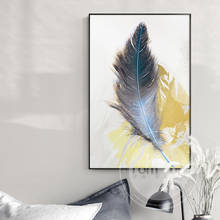 Nordic Style Blue Soft Pink Feather Wall Art Modern Canvas Painting Decor for Living Room Aisle Entrance Abstract Poster Print 2024 - buy cheap