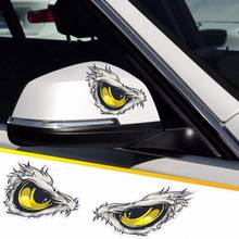 Adesivos de carro reflexivo 3d olhos decalques adesivo do corpo do carro adesivo + espelho retrovisor adesivo cabeça do carro estilo adesivo acessórios do carro 2024 - compre barato