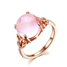 Розовое золото цвет круглый кабошон розовый кварцевый кристалл бабочка изменение размера палец кольцо с Стразы ювелирные изделия 2024 - купить недорого