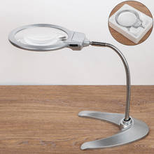 Foldable Illuminated Magnifier On Desktop Glass Reading Loupe Metal Hose LED Lighted Lamp Desk Magnifier 5X 2X Magnifier Loupe 2024 - buy cheap