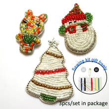 3pcs/set 3D Handmade snowman beaded Patches for clothing DIY sew on sequin rhinestone parches Beads appliques for hats bags 2024 - buy cheap