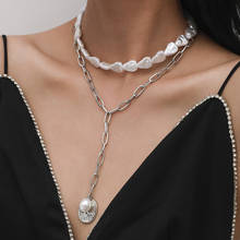 European and American jewelry with elegant temperament imitation pearl retro multi-layer geometric female pendant necklace set 2024 - buy cheap
