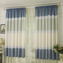 Cortina de tela de poliéster com estampas, cortina moderna simples com listras para decoração de janela de quarto e sala de estar 2024 - compre barato