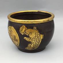 Chinese old Bronze Gilt Money Fish pot Antique collection pot 2024 - buy cheap