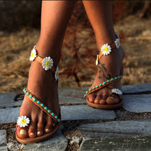 Women's Sandals 2022 Woman Gladiator Sandals Women Shoes Flat Fashion Weet Flowers Boho Beach Sandals Ladies Plus Size 44 GAOKE 2024 - buy cheap