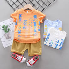 2020 Kids Baby Boy Girl Clothes Summer Children Cotton Toddler Letter T Shirts Denim Shorts 2Pcs/sets Infant Outfit Tracksuits 2024 - buy cheap