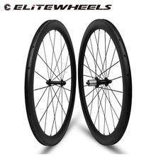 ELITEWHEELS-ruedas de carbono sin cámara, Cubo de tracción recta 700C, Clincher Tubular Novatec AS511SB/AS522SB 20-24H, juego de ruedas de bicicleta 2024 - compra barato