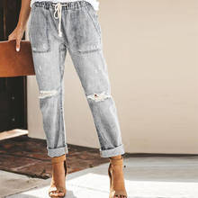 DAPHLIAC Vintage High Waist Jeans Women Streetwear Bandage Denim Jeans Femme Pencil Pants Frayed Skinny Blue Jeans Woman Pants 2024 - buy cheap