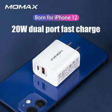 Momax-Cabezal de carga rápida de doble puerto PD20W, cargador de Flash Universal, iPhone12pro Max 2024 - compra barato