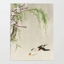 Canvas Poster Vintage Japanese Home Decoration Print Painting Swallows Mid Flight Wall Artwork Modular Picture For Living Room 2024 - buy cheap