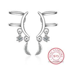 Newest 925 Sterling Silver Star Moon Cuff Ear Clip Ear Wrap Earring Women Men Punk Gothic Jewelry Gift High Quality 2024 - buy cheap