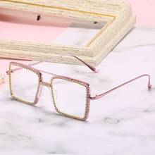 Metal Crystal Frame Clear Lens Glasses Spectacles Fashion Square Optical Eyeglasses Frame Filter Radiation Anti-blue Light 2024 - buy cheap