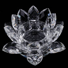 Religous Crystal Glass Lotus Flower Candle Tea Light Holder Buddhist Candlestick 2024 - buy cheap