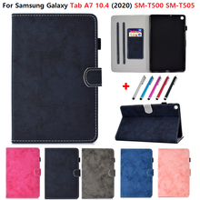 Чехол для планшета Samsung Galaxy Tab A7 10,4 2020, кожаный чехол со складками, чехол для Samsung Galaxy Tab A 7 10 4 SM-T500 T505 T500, чехол 2024 - купить недорого