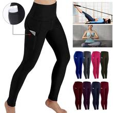 Legging de cintura alta com bolsos, calça de moletom para corrida, fitness, secagem rápida, calça esportiva para treino, yoga 2024 - compre barato