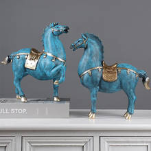 Estátua do cavalo azul de guerra em resina européia Criativo Casa Sala de estar Escultura Decorativa Armário de Vinho Estatuetas de Animais Decoração 2024 - compre barato