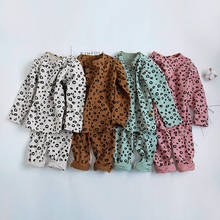 Pijamas de manga larga para niños y niñas, ropa de dormir con Tops y pantalones de leopardo, trajes de ocio, conjunto de manga larga 2024 - compra barato