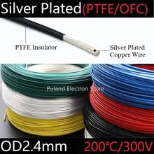 PTFE Silver Plated Wire OD 2.4mm Insulated High Temperature Soft Electron Cable OFC Copper DIY Headphone Singal Line 1 meter 2024 - buy cheap