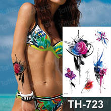 watercolor tattoo temporary tattoo sleeves arm back legs purple flower tattoos sticker women girls bikini decal tattoo sheet 2024 - buy cheap