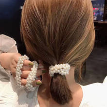 Elegante coreano pérola grânulos faixa de cabelo feminino meninas scrunchies bandas de borracha titular rabo de cavalo acessórios para o cabelo 2024 - compre barato