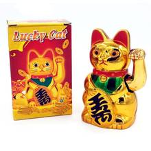Gold Maneki Neko Cute Lucky Cat Electric Craft Art Home Shop Hotel 2024 - buy cheap