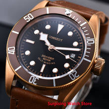 Corgeut 41mm Automatic Mechanical Mens Watch Black Dial Leather Strap Luxury Military Luminous Waterproof Calendar Wristwatch 2024 - buy cheap